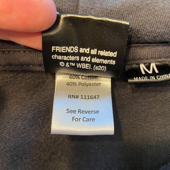 Friends Hoodie Sweatshirt M Gray Multicolor Graphic Pocket Fleece Lined - Picture 9 of 10